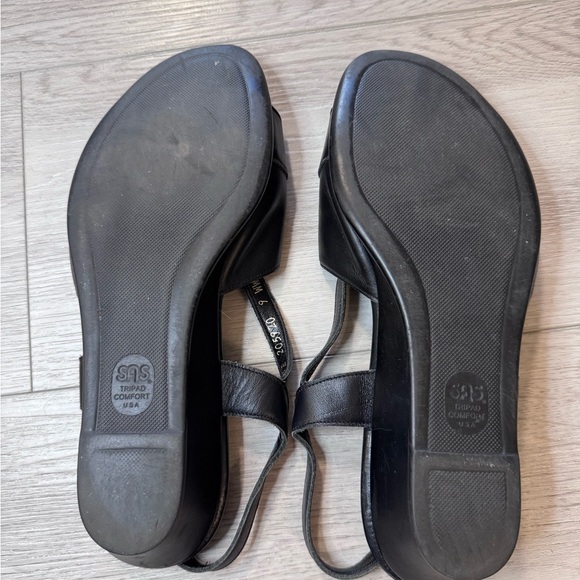 SAS TriPad Caress Sandals Strap Slingback Wedge Sz 9 WW Black Leather Comfort - Picture 9 of 9
